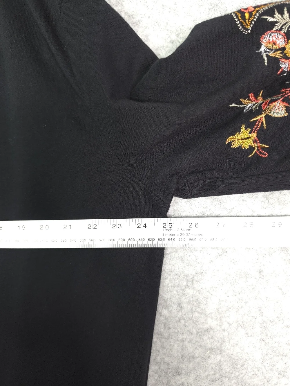 Soft Surroundings Fiberworks Black Open-Front Embroidered Kimono Cardigan - Picture 6 of 8